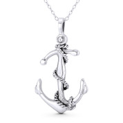 Ship's Anchor Sailor & Seaman Luck Charm 37x22mm (1.5x0.9in) Pendant in Oxidized .925 Sterling Silver - ST-FP322-SLO