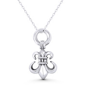 Fleur-De-Lis French Royalty Charm 28x16mm (1.1x0.6in) Pendant in Oxidized .925 Sterling Silver - ST-FP324-SLO