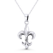 Fleur-De-Lis French Royalty Charm 32x17mm (1.3x0.7in) Pendant in Oxidized .925 Sterling Silver - ST-FP326-SLO