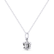 Fleur-De-Lis French Royalty Charm 15x8mm (0.6x0.3in) Pendant in Oxidized .925 Sterling Silver - ST-FP329-SLO