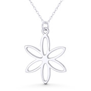 Lily Flower Charm Open Cutout Design 33x23mm (1.3x0.9in) Pendant in .925 Sterling Silver - ST-FP342-SLP
