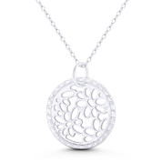 Diamond-Cut Pave Hoop & Freeform Cutout Circle 25x21mm (1x0.8in) Pendant in .925 Sterling Silver - ST-FP345-SLP