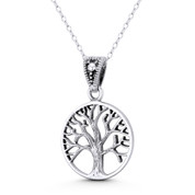 Tree-of-Life / Etz Chaim Kabbalah 30x19mm (1.2x0.75in) Pendant in Oxidized .925 Sterling Silver - ST-FP352-SLO