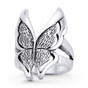 Butterfly Spirit Animal Charm Rebirth & Resurrection Totem Ring in Oxidized .925 Sterling Silver - ST-FR125-SLO
