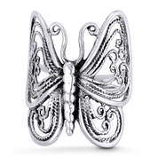 Butterfly Spirit Animal Charm Rebirth & Resurrection Totem Ring in Oxidized .925 Sterling Silver - ST-FR126-SLO