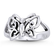 Butterfly Spirit Animal Charm Rebirth & Resurrection Totem Ring in Oxidized .925 Sterling Silver - ST-FR128-SLO