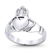 Irish Claddagh Hands & Heart Charm 2.5-12.5mm Love & Friendship Promise Ring in Oxidized .925 Sterling Silver - ST-FR180-SLO