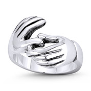 Italian Fede / Gimmel / Gimmal 3-13.5mm Love & Fidelity Promise Ring in Oxidized .925 Sterling Silver - ST-FR182-SLO