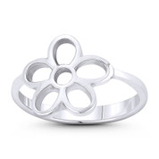 5-Petal Daisy Flower Charm Right-Hand Stackable Boho Ring in .925 Sterling Silver - ST-FR209-SLP