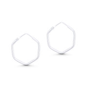 6-Sided Hexagon Tube (27x25x2mm) Lightweight Hollow Hoop Earrings in .925 Sterling Silver - ST-HE004-SL