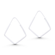 4-Sided Diamond-Shape Tube (35x29x2mm) Lightweight Hollow Hoop Earrings in .925 Sterling Silver - ST-HE006-SL