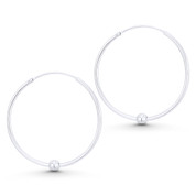 36mm Circle & 4mm Ball Lightweight Tube Hoop Earrings in .925 Sterling Silver - ST-HE008-SL