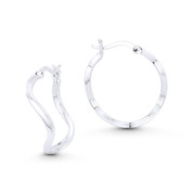 Helical Circle Square-Tube (26x24x2mm) Lightweight Hoop Earrings in .925 Sterling Silver - ST-HE009-SL
