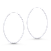 Oval Tube (57x39x2mm) Lightweight Hollow Hoop Earrings in .925 Sterling Silver - ST-HE011-SL