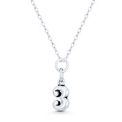 Number "3" Charm Numerical Charm 17x6mm (0.66x0.25in) Pendant in Oxidized .925 Sterling Silver - ST-NP001-3-SLO