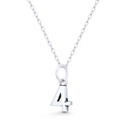 Number "4" Charm Numerical Charm 15x7mm (0.6x0.3in) Pendant in Oxidized .925 Sterling Silver - ST-NP001-4-SLO