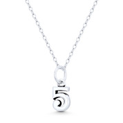 Number "5" Charm Numerical Charm 15x6mm (0.6x0.25in) Pendant in Oxidized .925 Sterling Silver - ST-NP001-5-SLO