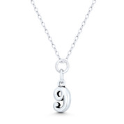 Number "9" Charm Numerical Charm 15x6mm (0.6x0.25in) Pendant in Oxidized .925 Sterling Silver - ST-NP001-9-SLO