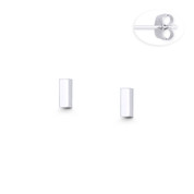 Straight Rectangle Bar 5x2x2mm Earplug Stud Earrings w/ Push-Back Posts in .925 Sterling Silver - ST-SE134-SL