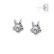 Bunny Rabbit Animal Charm Stud Earrings in Oxidized .925 Sterling Silver - ST-SE135-SL