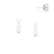 Triple-Circle 9x3mm Stud Earrings w/ Push-Back Posts .925 Sterling Silver Studs - ST-SE137-SL