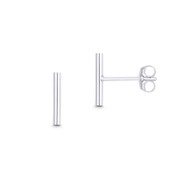 Straight Cylinder Bar 10mmx1.5mm Earplug Stud Earrings w/ Push-Back Posts in .925 Sterling Silver - ST-SE140-SL
