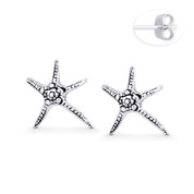 Starfish Animal Sealife Charm Stud Earrings in Oxidized .925 Sterling Silver - ST-SE144-SL