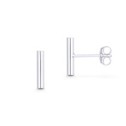 Straight Cylinder Bar 10mmx2mm Earplug Stud Earrings w/ Push-Back Posts in .925 Sterling Silver - ST-SE146-SL