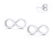 Infinity / Figure 8 Luck Charm 7x15mm Stud Earrings in .925 Sterling Silver - ST-SE152-SL
