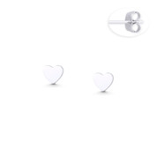 Flat Heart Love Charm 4x4mm Stud Earrings w/ Push-Back Posts in .925 Sterling Silver - ST-SE153-SL