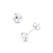 6mm Love Knot Charm 4-Line Stud Earrings in .925 Sterling Silver - ST-SE157-SL