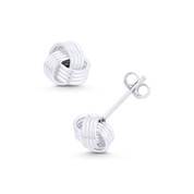 8mm Love Knot Charm 4-Line Stud Earrings in .925 Sterling Silver - ST-SE159-SL