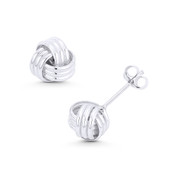 9mm Love Knot Charm 3-Line Stud Earrings in .925 Sterling Silver - ST-SE160-SL