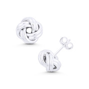 10mm Love Knot Charm 2-Line Stud Earrings in .925 Sterling Silver - ST-SE161-SL