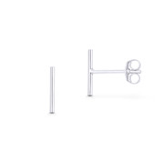 Straight Cylinder Bar 10mmx1mm Earplug Stud Earrings w/ Push-Back Posts in .925 Sterling Silver - ST-SE164-SL