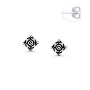 Rose Flower Charm 7mm Stud Earrings in Oxidized .925 Sterling Silver - ST-SE171-SL