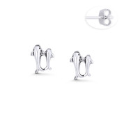 Mother & Baby Dolphin Motherhood Charm Stud Earrings in Oxidized .925 Sterling Silver - ST-SE172-SL