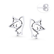 Flying Dove Bird Animal Charm Stud Earrings in Oxidized .925 Sterling Silver - ST-SE179-SL