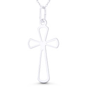 Flared Modern Christian Cross Pendant in .925 Sterling Silver - BT-CP008-SLP