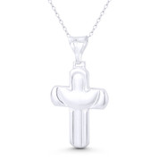 Modern Christian Cross & Jesus Sillhouette Pendant in .925 Sterling Silver - BT-CP012-SLP