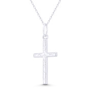 Christian Catholic Cross Wave & Circle Detail Crucifix Pendant in .925 Sterling Silver - BT-CP017-36MM-SLP