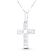 Fancy Christian Catholic Latin Cross Lightweight Pendant in .925 Sterling Silver - BT-CP019-SLP
