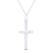 Jesus Christ on Stylized Christian Catholic Latin Crucifix Cross Pendant in .925 Sterling Silver - BT-CP022-SLP