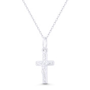 Jesus Christ on Stylized Christian Catholic Latin Crucifix Cross Pendant in .925 Sterling Silver - BT-CP029-SLP