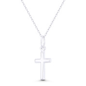 Hollow-Cast Latin Crucifix Christian Catholic Cross Pendant in .925 Sterling Silver - BT-CP031-SLP