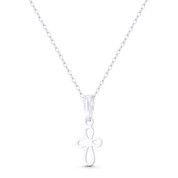 Tiny-Size Flared Modern Christian Cross Baby Pendant in .925 Sterling Silver - BT-CP033-SLP