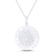 St. Christopher, Patron Saint of Travelers 21mm (0.8in) Medallion Pendant in .925 Sterling Silver - BT-CP035-21MM-SLP