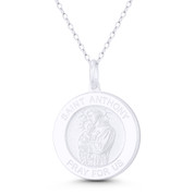 St. Anthony of Padua, Patron Saint of Lost Things 21mm (0.8in) Medallion Pendant in .925 Sterling Silver - BT-CP036-21MM-SLP