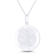 St. Lazarus the Beggar, Patron Saint of the Poor & the Sick 21mm (0.8in) Medallion Pendant in .925 Sterling Silver - BT-CP037-21MM-SLP