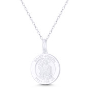 St. Joseph, Foster Father of Jesus, Patron Saint of the Catholic Church Medallion Pendant in .925 Sterling Silver - BT-CP039-15MM-SLP